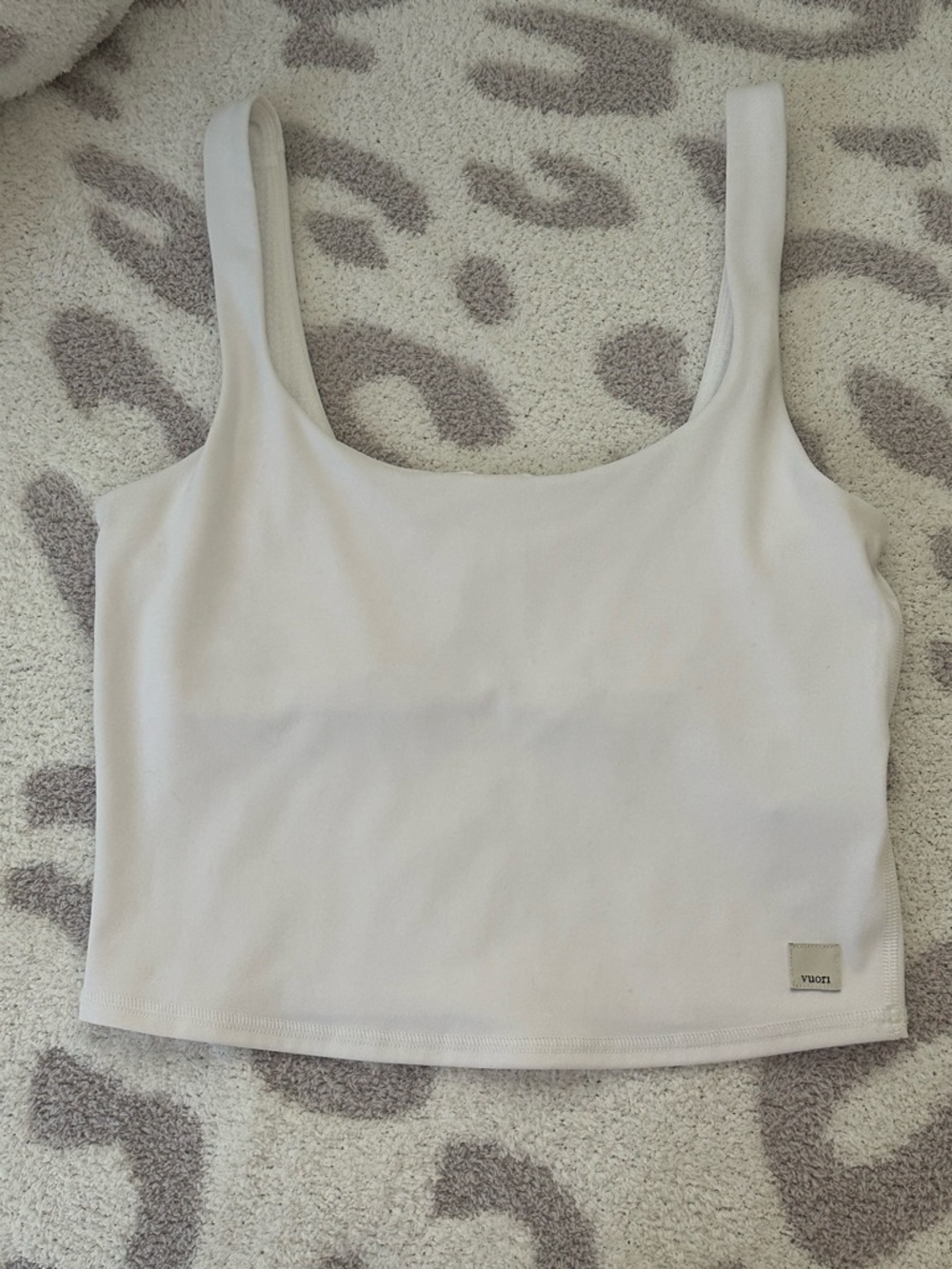 Vuori White Crop Tank with Wide Straps